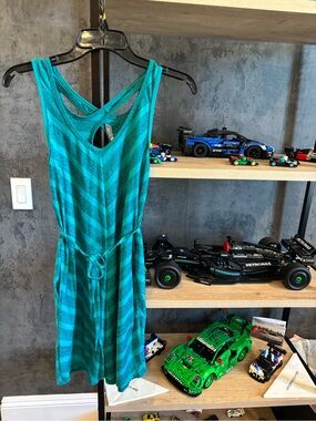 The North Face Teal Striped Sleeveless One-Piece dress